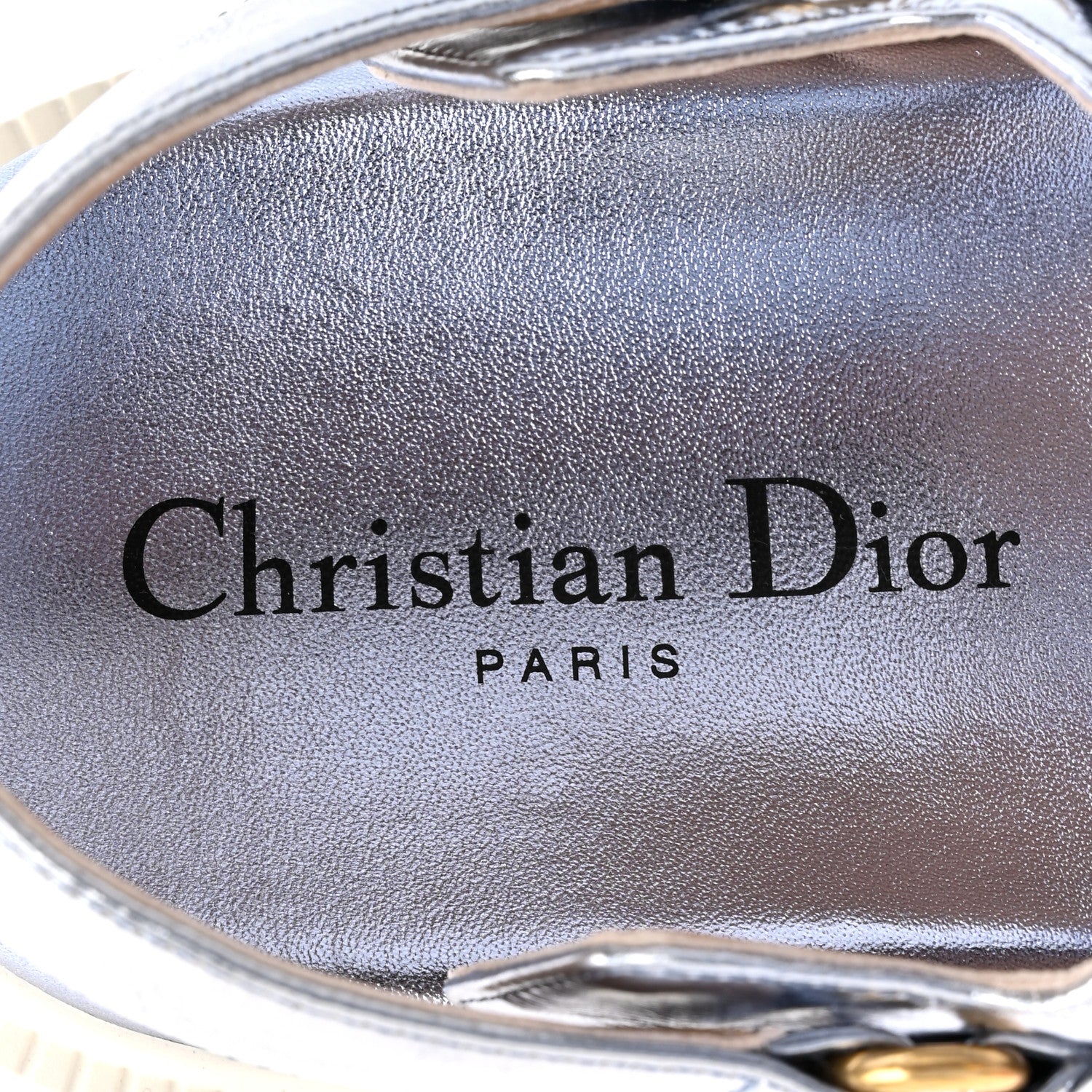 Christian Dior Laminated Crinkled Calfskin Dioract Sandals 35 Indigo Metal 8 of 12