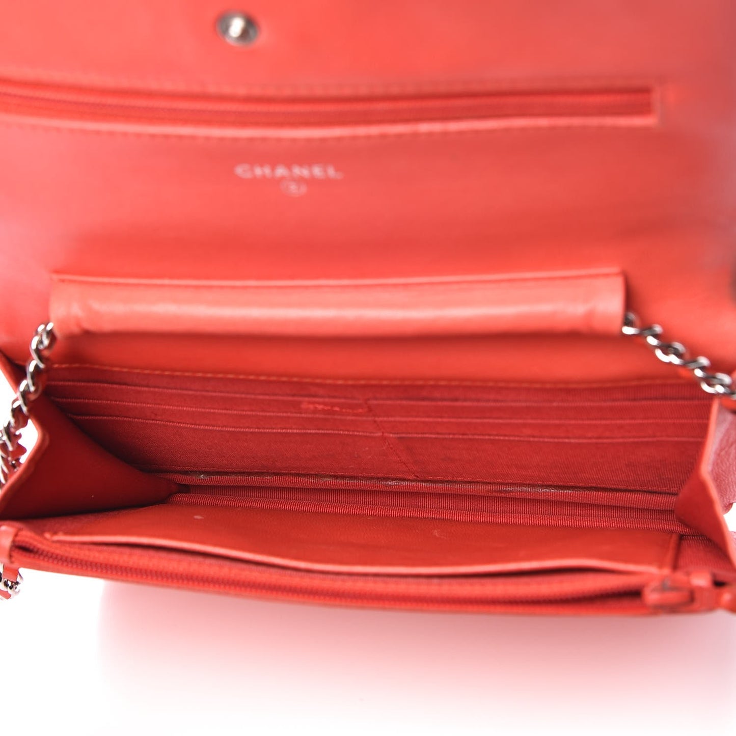 Patent Calfskin Quilted Reissue Wallet On Chain WOC Red