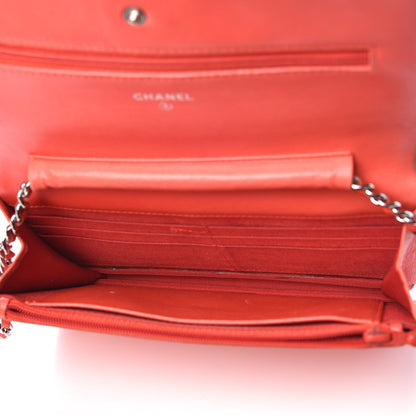 Chanel Patent Calfskin Quilted Reissue Wallet On Chain WOC Red 5 of 22