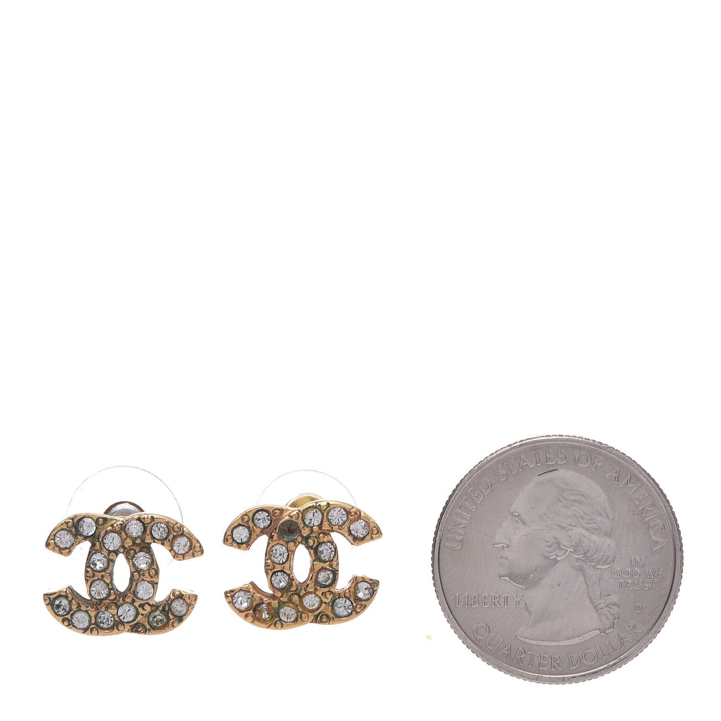Crystal Mini CC Earrings Gold