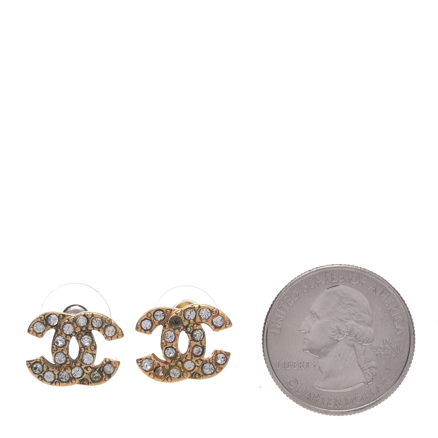Chanel Crystal Mini CC Earrings Gold 2 of 9