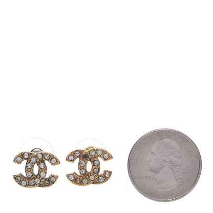 Chanel Crystal Mini CC Earrings Gold 2 of 9