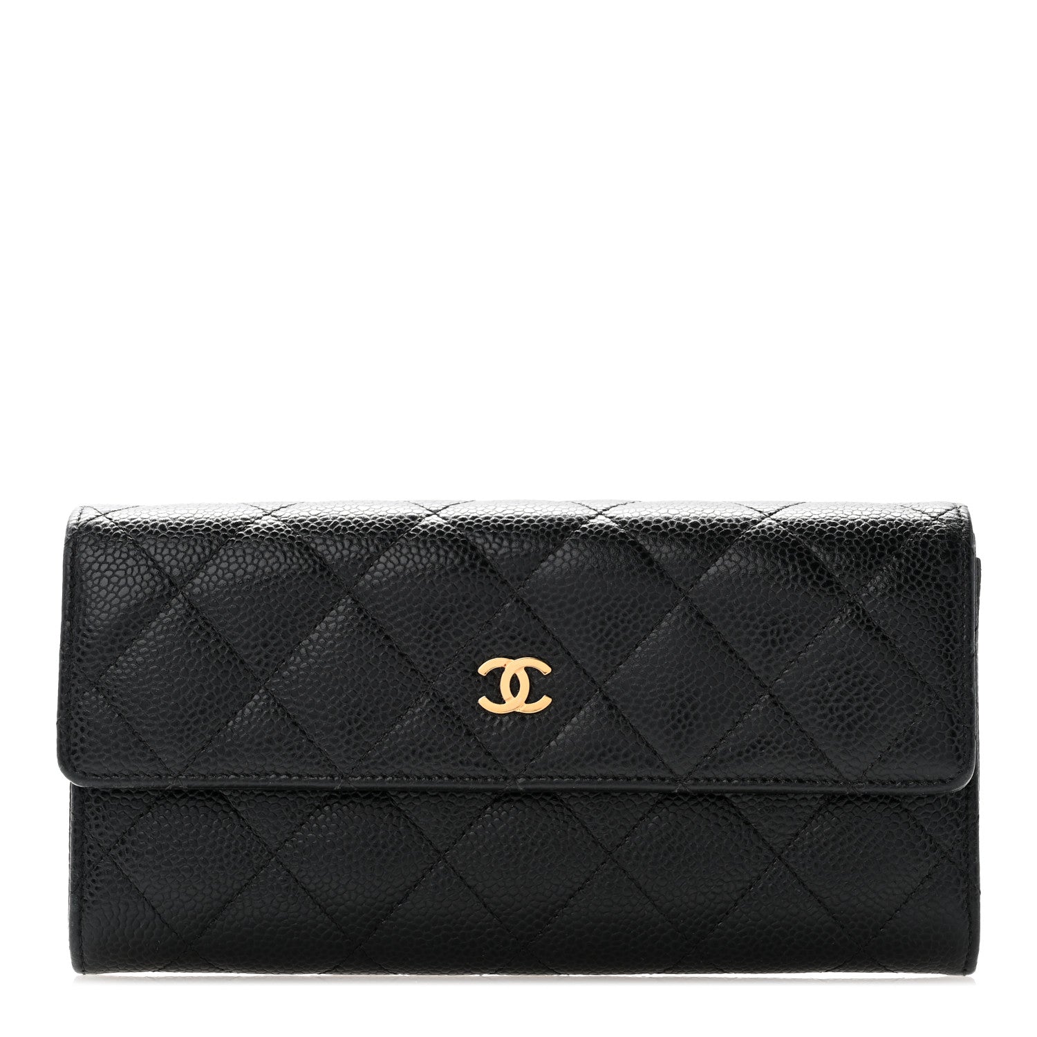 Chanel Caviar Quilted Large Gusset Flap Wallet Black 1 of 8