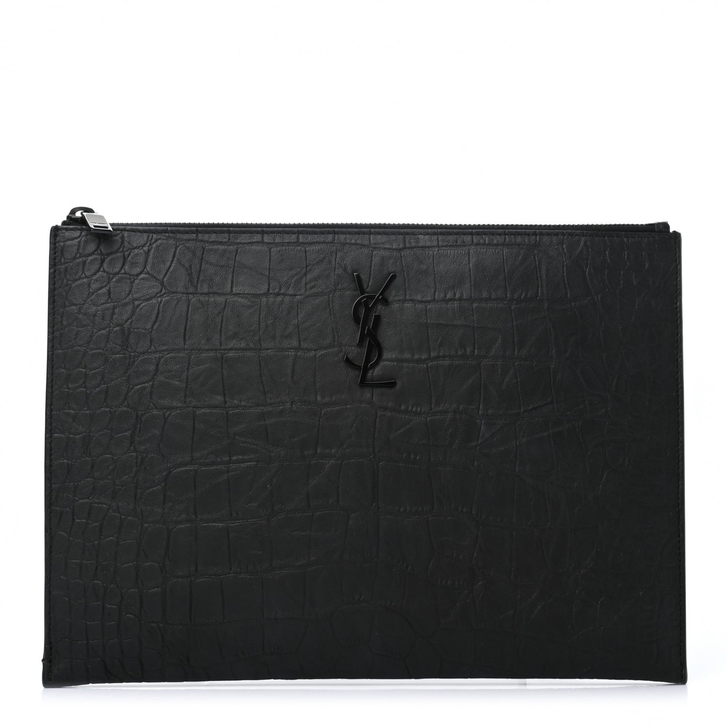 Calfskin Crocodile Embossed Monogram iPad Case Black