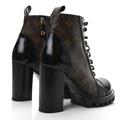 Louis Vuitton Patent Calfskin Monogram Star Trail Ankle Boots 37 Black 4 of 7