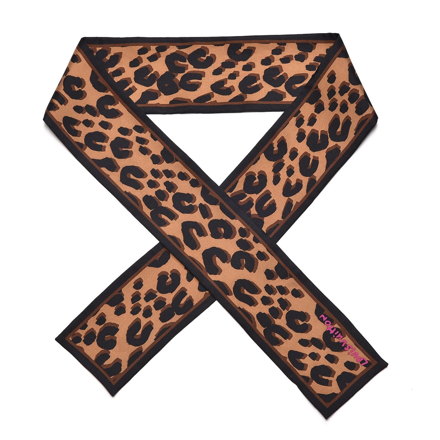 Louis Vuitton Silk Leopard Bandeau Scarf Marron 1 of 6