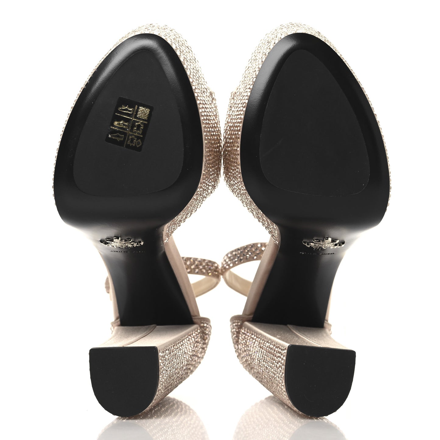 Satin Crystal Triangle Logo 40/135mm Platform Sandals 38 Ninfea