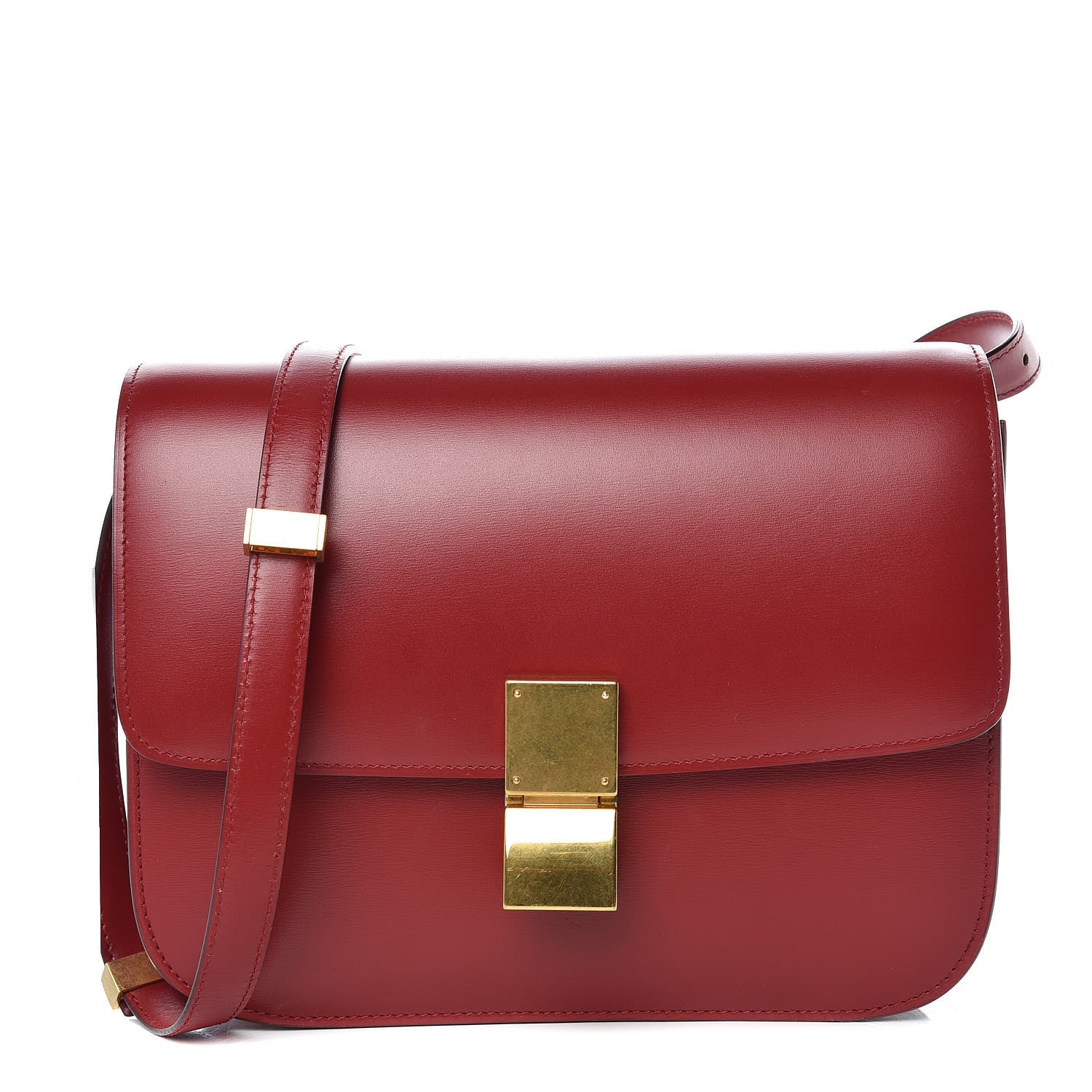 Celine Box Calfskin Medium Classic Box Flap Bag Red 1 of 9