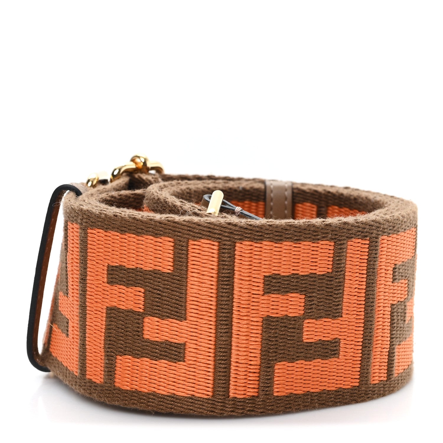 Fendi Ribbon Vitello King FF 1974 Adjustable Strap You Fango Brick Sand 2 of 3
