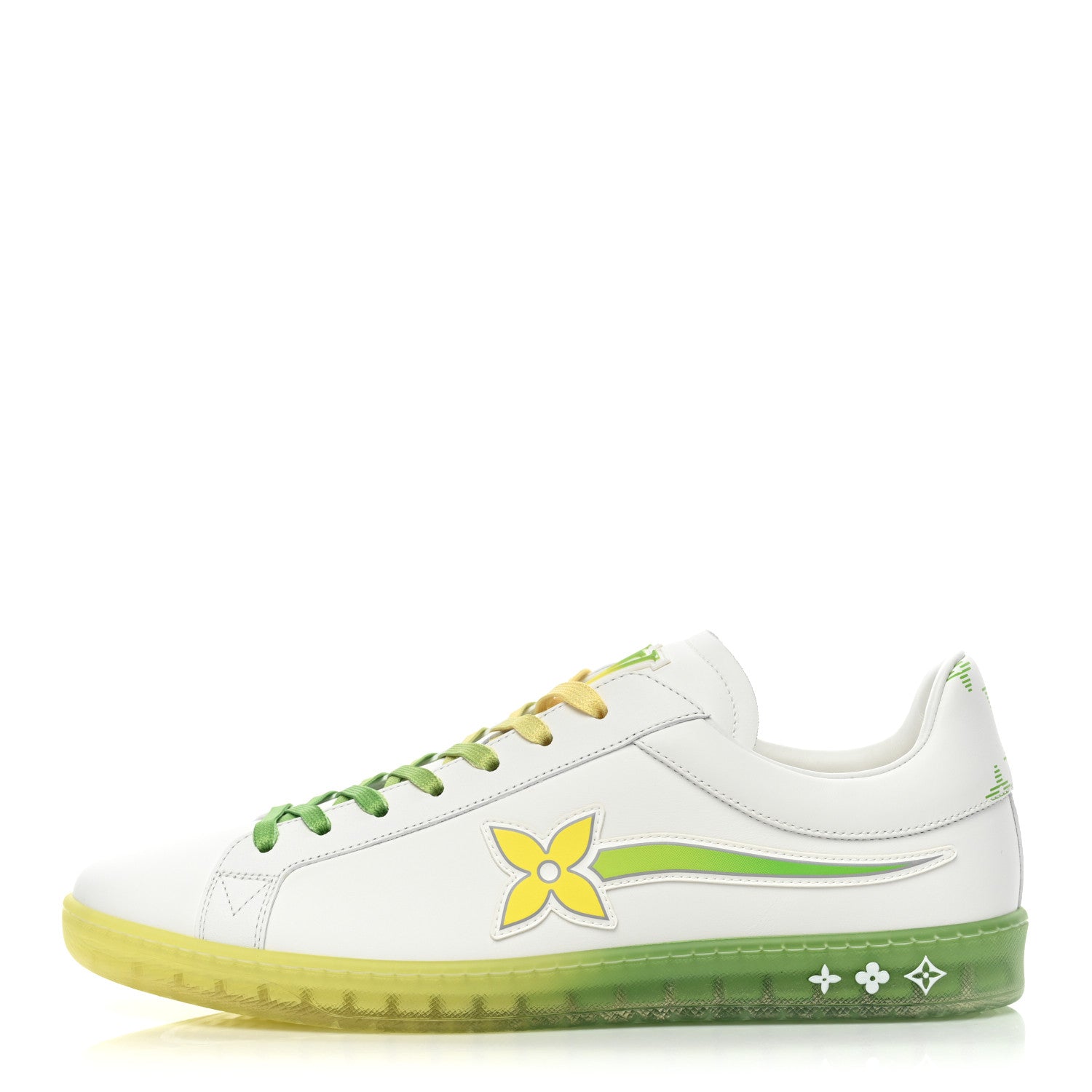 Louis Vuitton Calfskin Mens Luxembourg Samothrace Sneakers 9 White Yellow Green 1 of 10