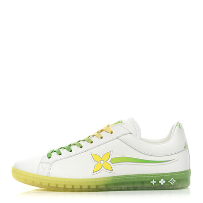 Louis Vuitton Calfskin Mens Luxembourg Samothrace Sneakers 9 White Yellow Green 1 of 10