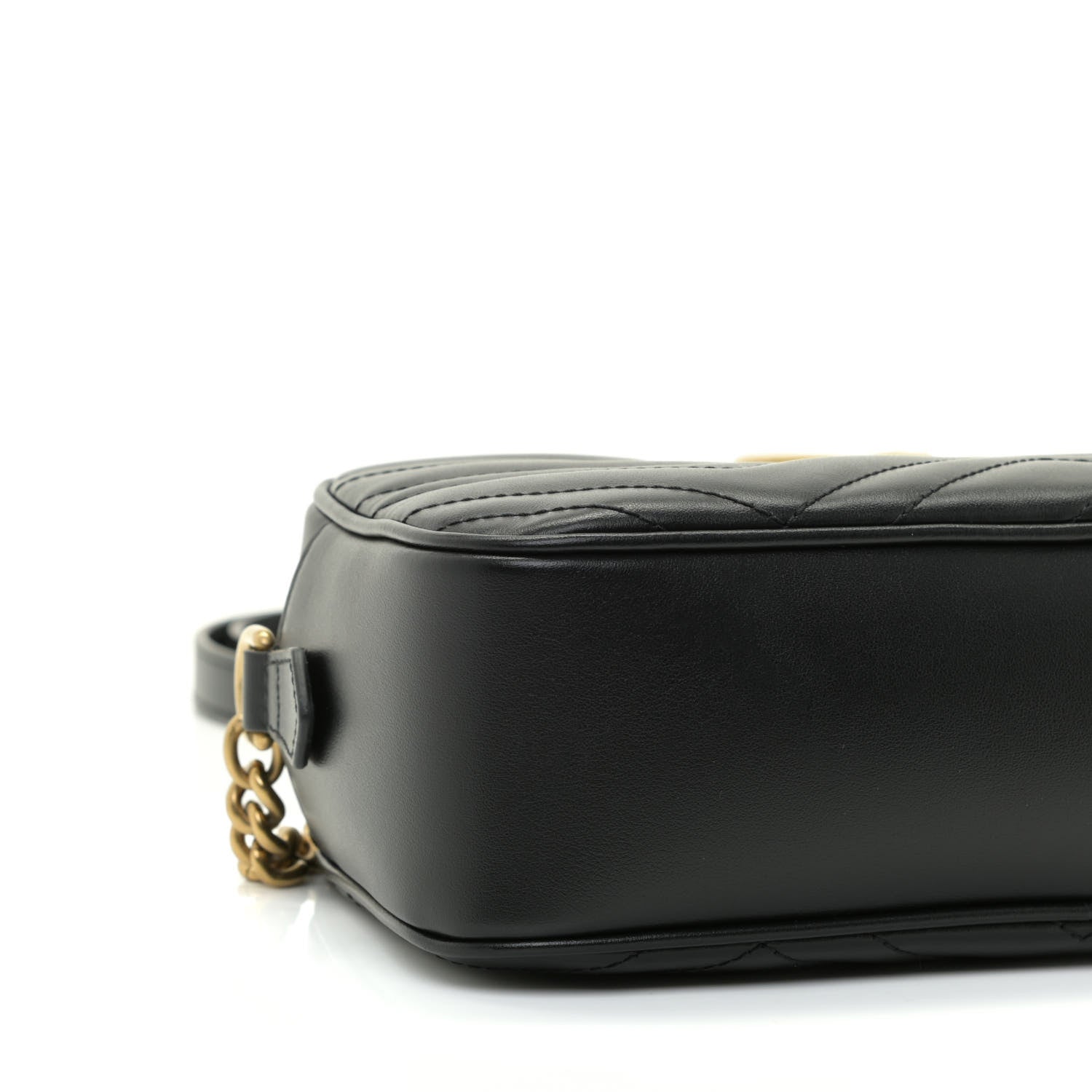 Gucci Calfskin Matelasse Small GG Marmont Chain Shoulder Bag Black 5 of 10