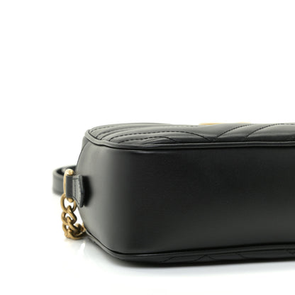 Gucci Calfskin Matelasse Small GG Marmont Chain Shoulder Bag Black 5 of 10