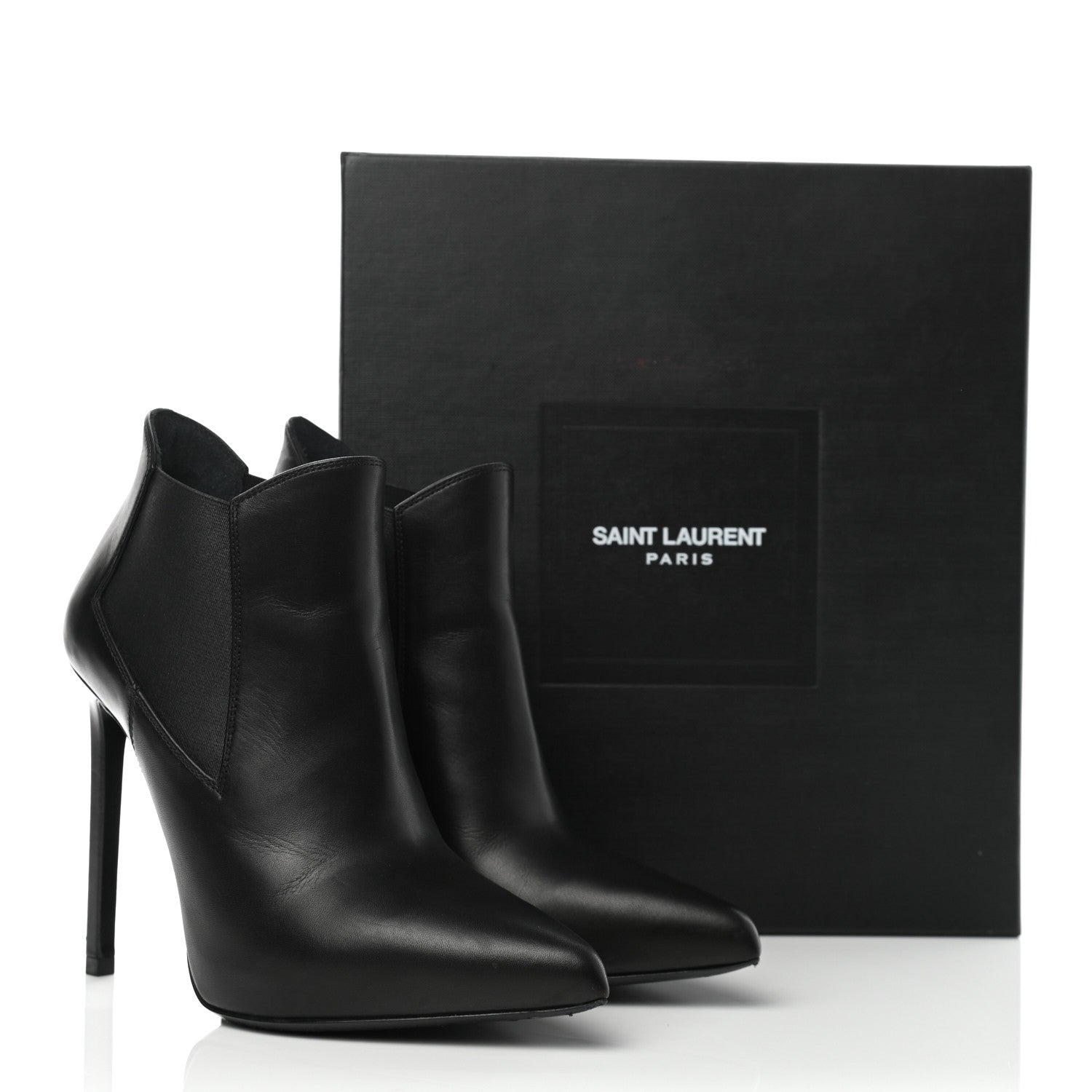 Saint Laurent Calfskin Classic Paris Ela 110 Ankle Boots 36 Black 9 of 9