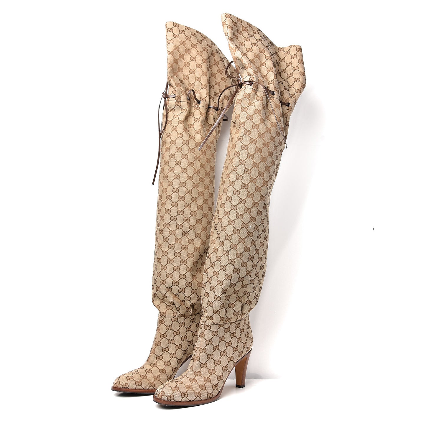 Monogram Over the Knee Boots 41 Beige Ebony
