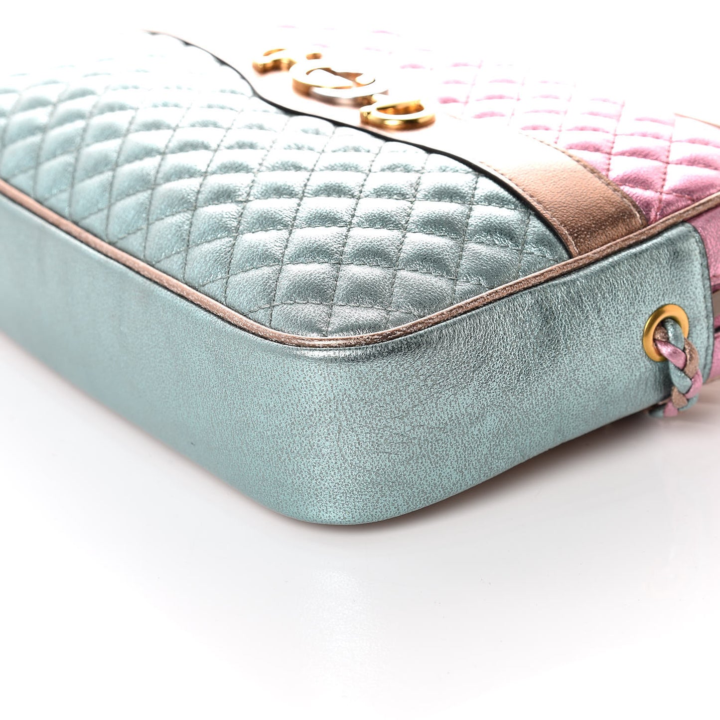 Laminated Nappa Trapuntata Small Zumi Shoulder Bag Rosa Lago Rame