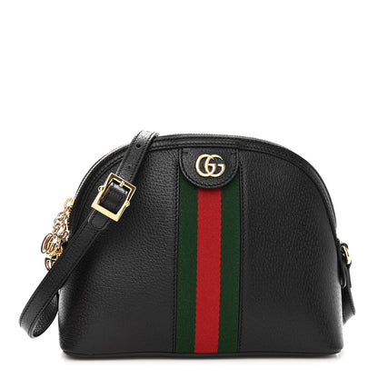Gucci Calfskin GG Web Small Ophidia Dome Shoulder Bag Black 1 of 10