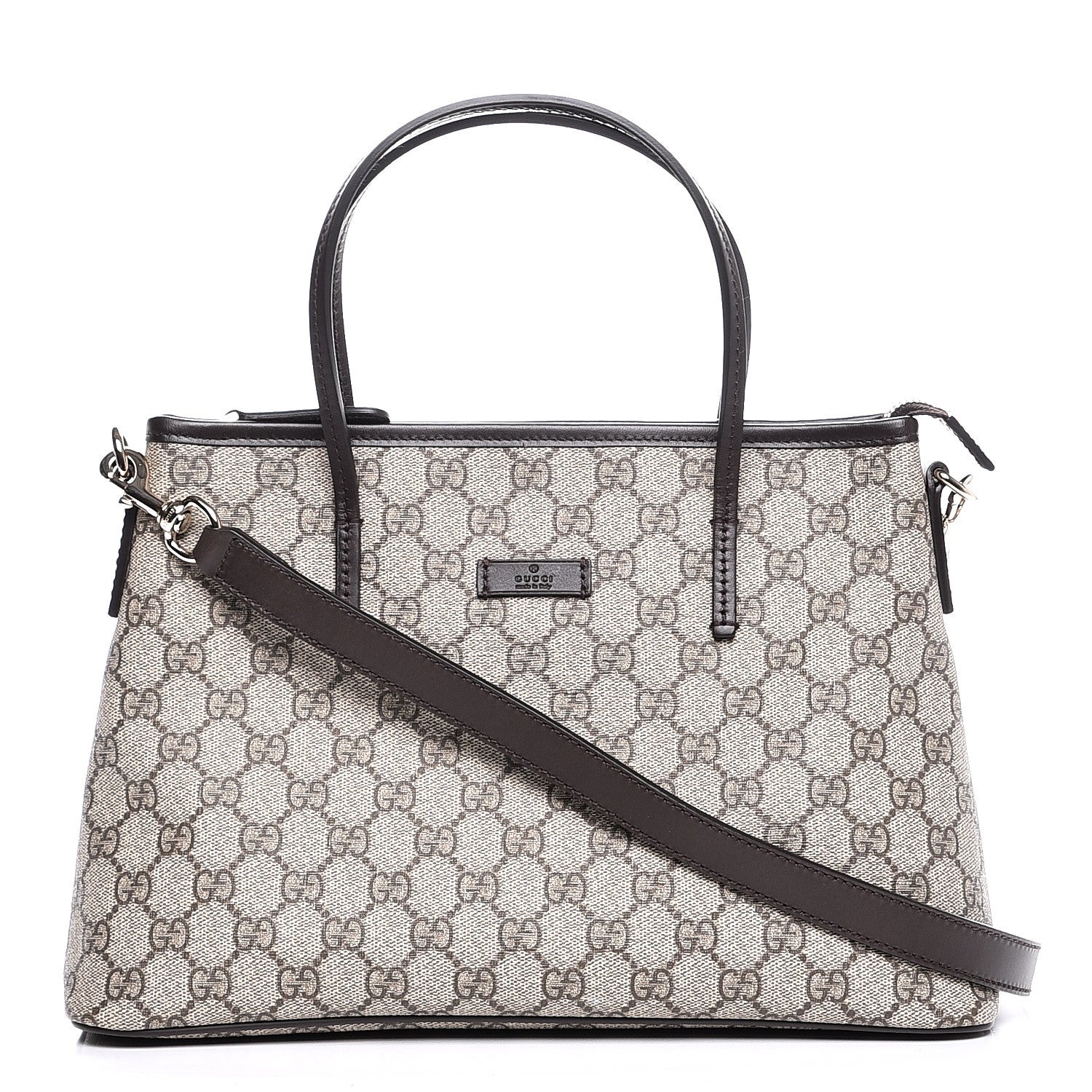 Gucci GG Supreme Monogram Small Zippered Tote Dark Brown 1 of 8