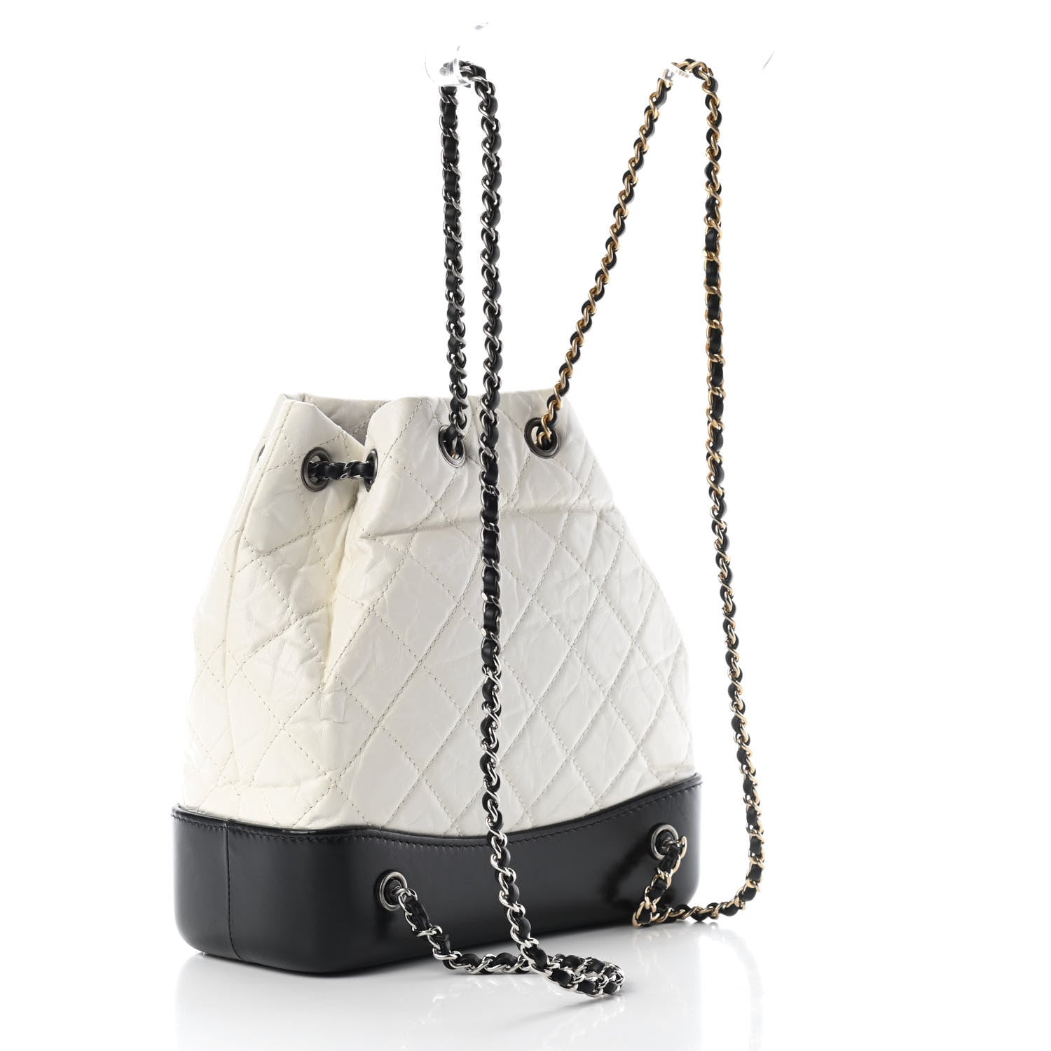 Chanel Aged Calfskin Quilted Small Gabrielle Backpack Black White 3 of 9