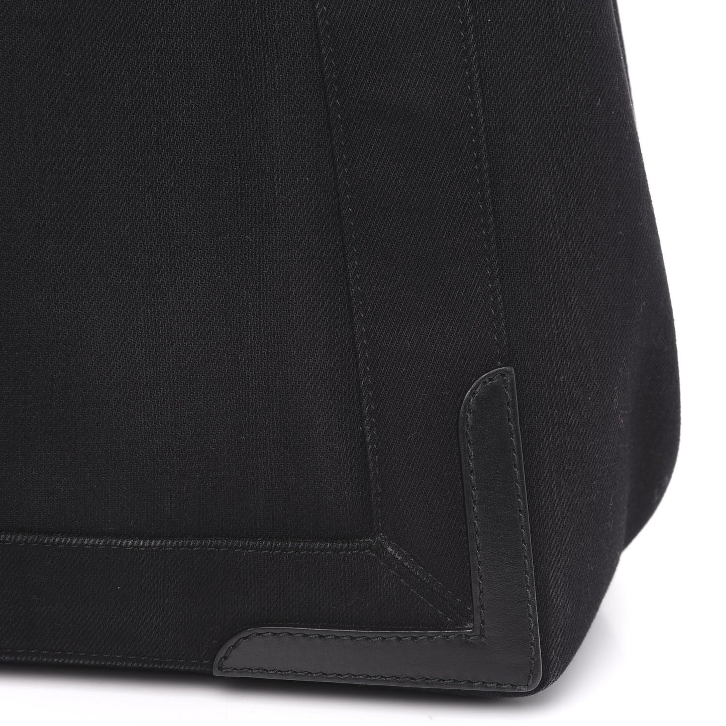 Cotton Canvas Calfskin S Navy Cabas Black