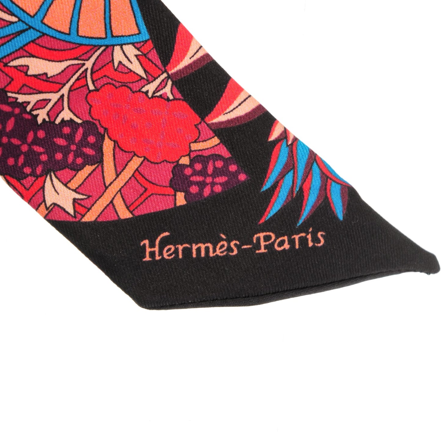 Silk Fleurs et Papillons de Tissus Twilly Black Rouge Bleu