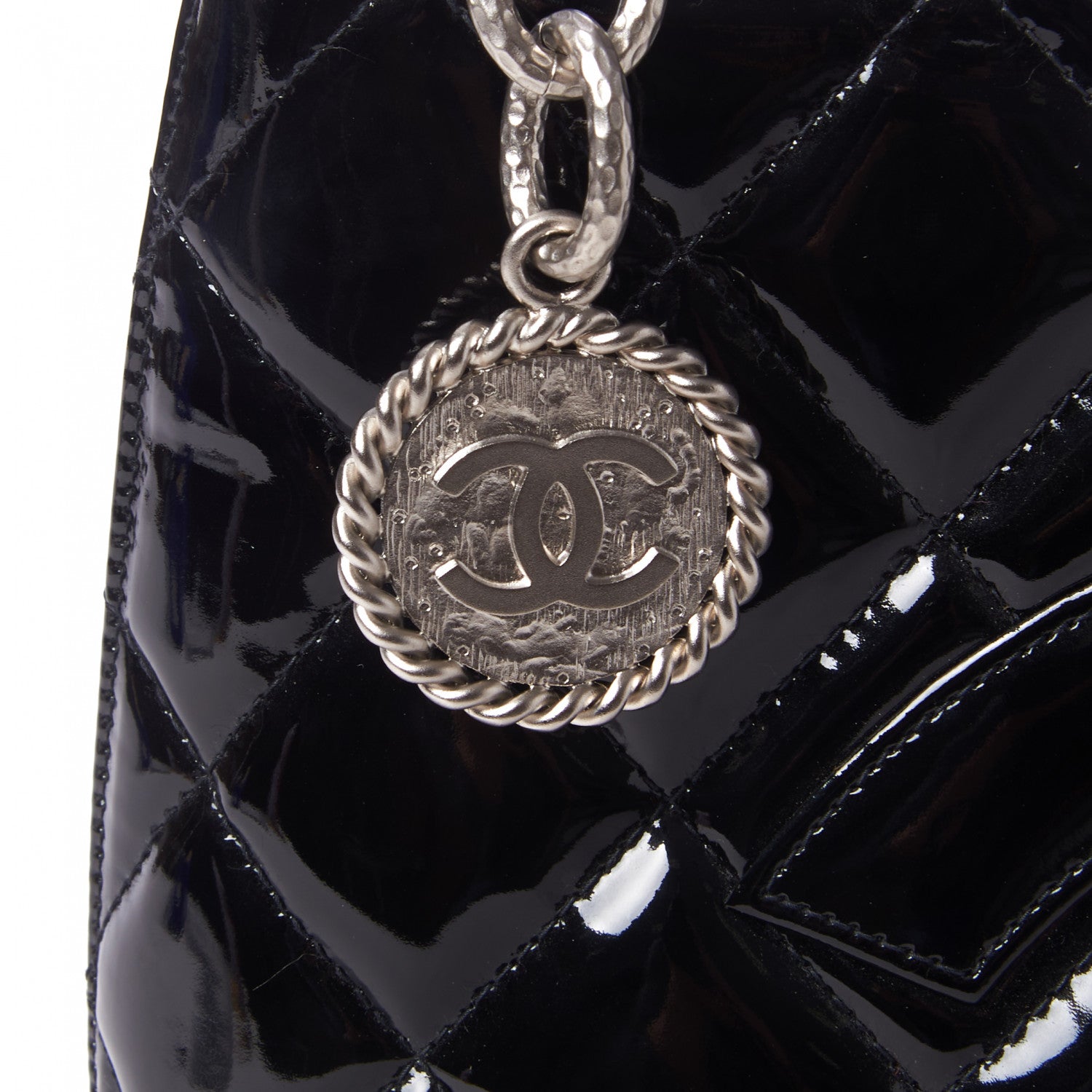 Chanel Patent Quilted Medallion Tote Black 7 of 9