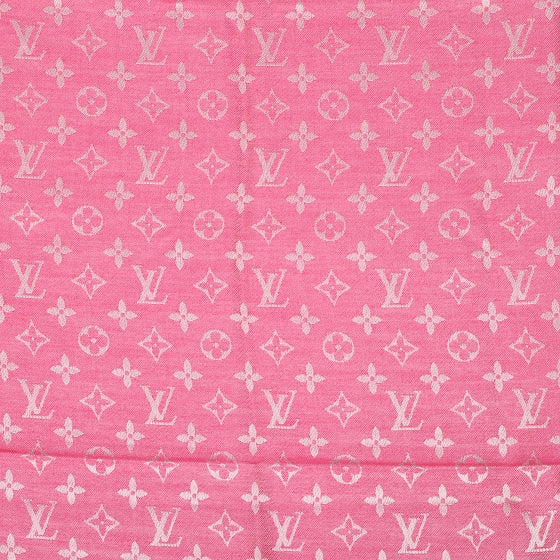 Wool Silk Monogram Denim Shawl Pivoine