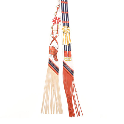 Hermes Silk Jumping Fringed Twilly Creme Alezan Anthracite 2 of 4