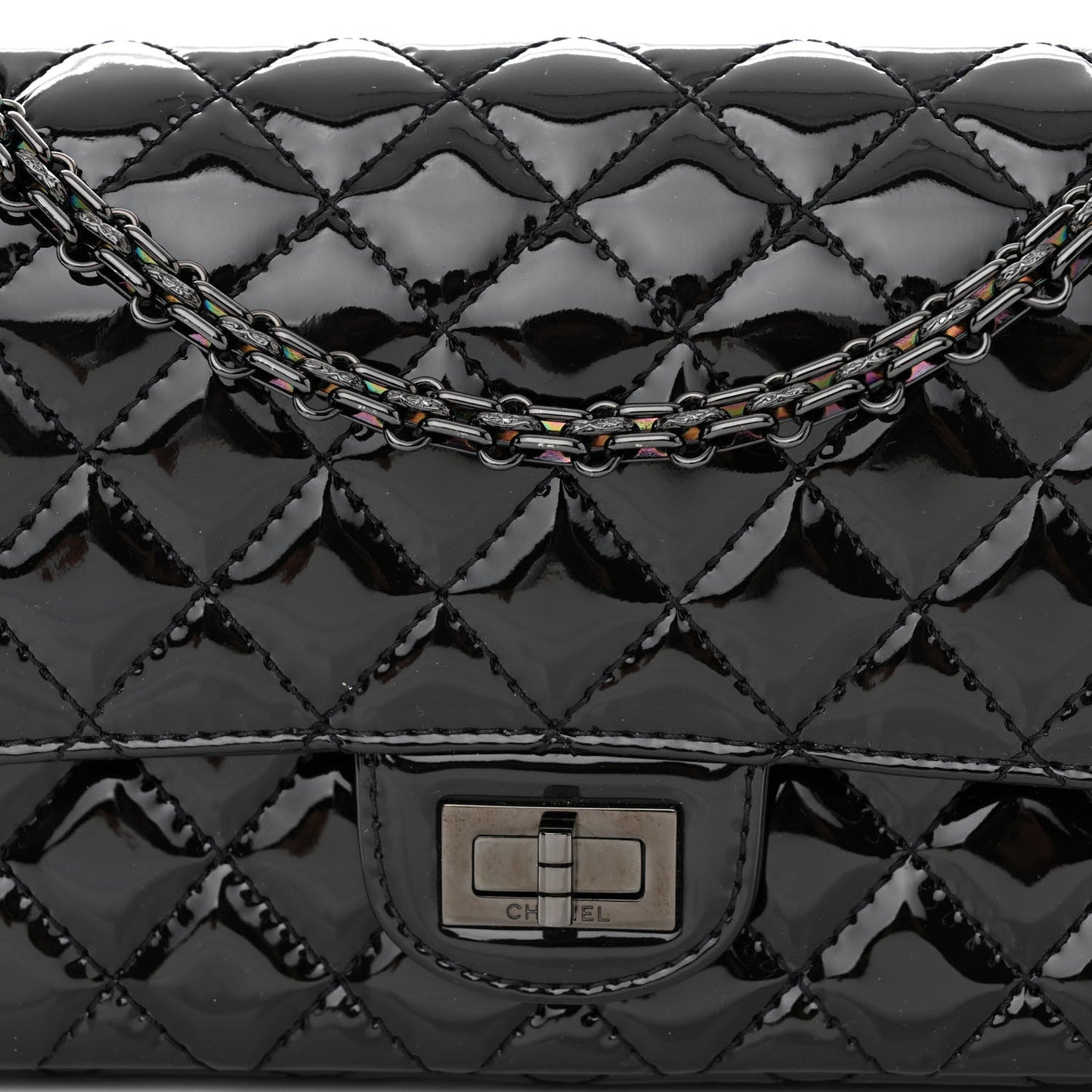 Patent Calfskin Quilted 2.55 Reissue 225 Flap So Black