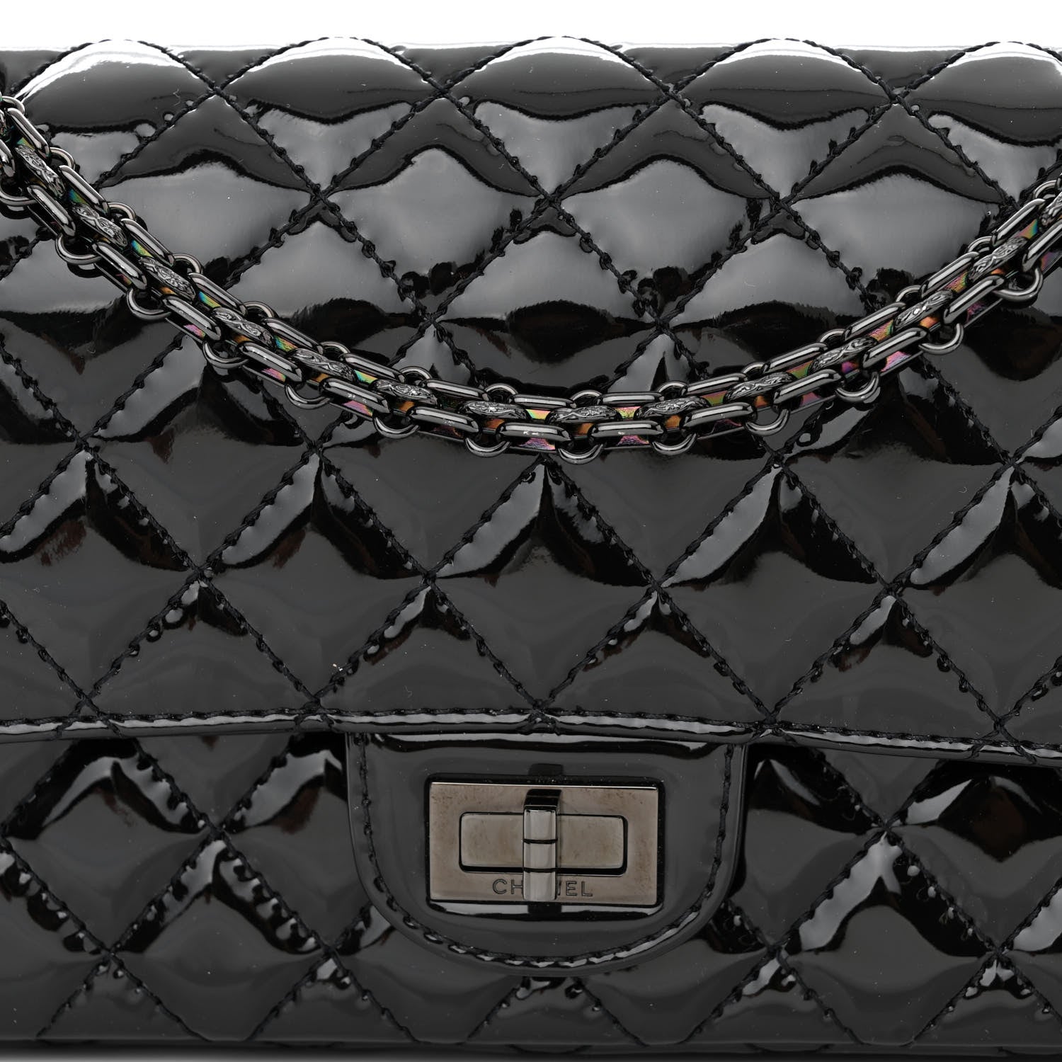 Chanel Patent Calfskin Quilted 2.55 Reissue 225 Flap So Black 8 of 12