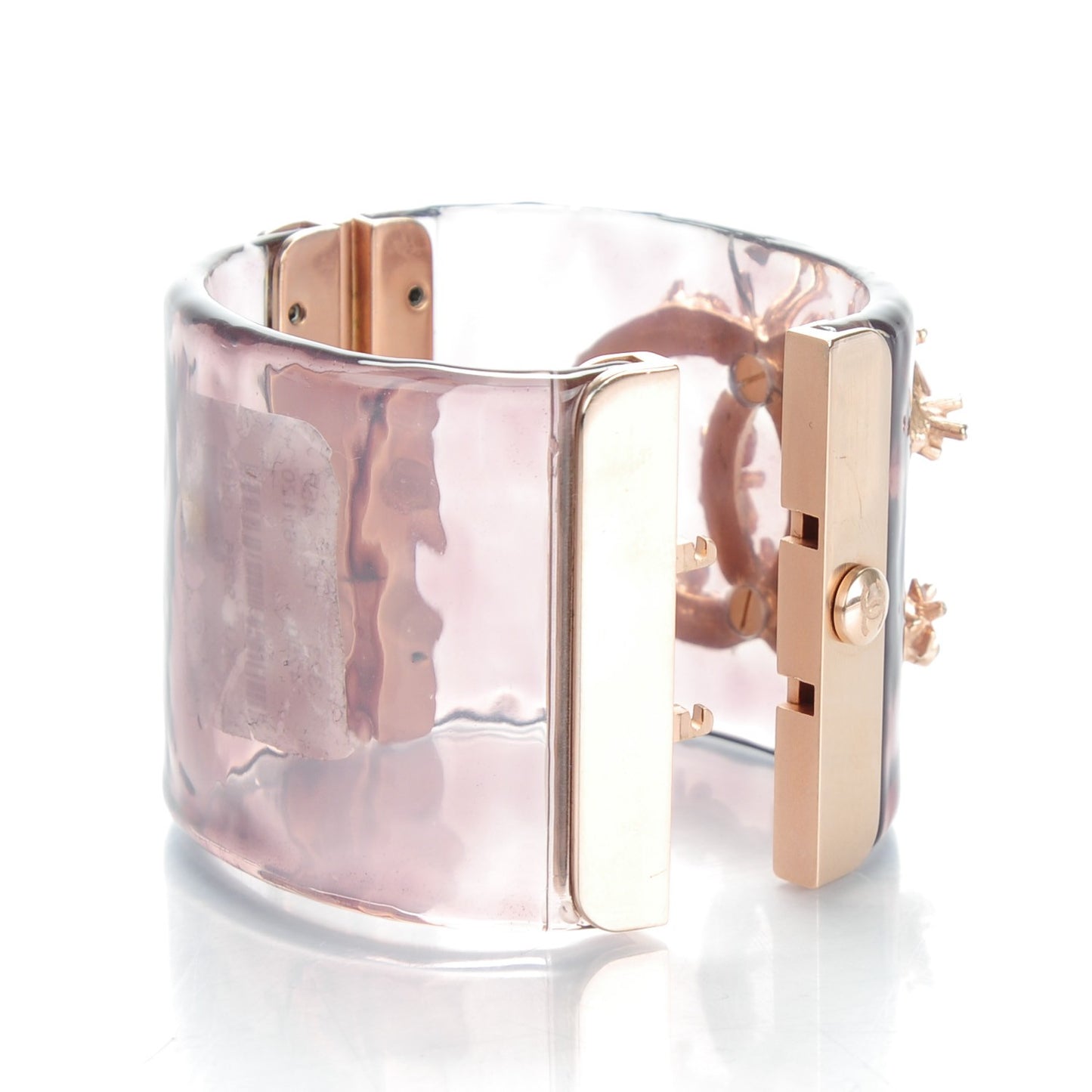 Lucite Crystal Pearl Gripoix CC Cuff Purple