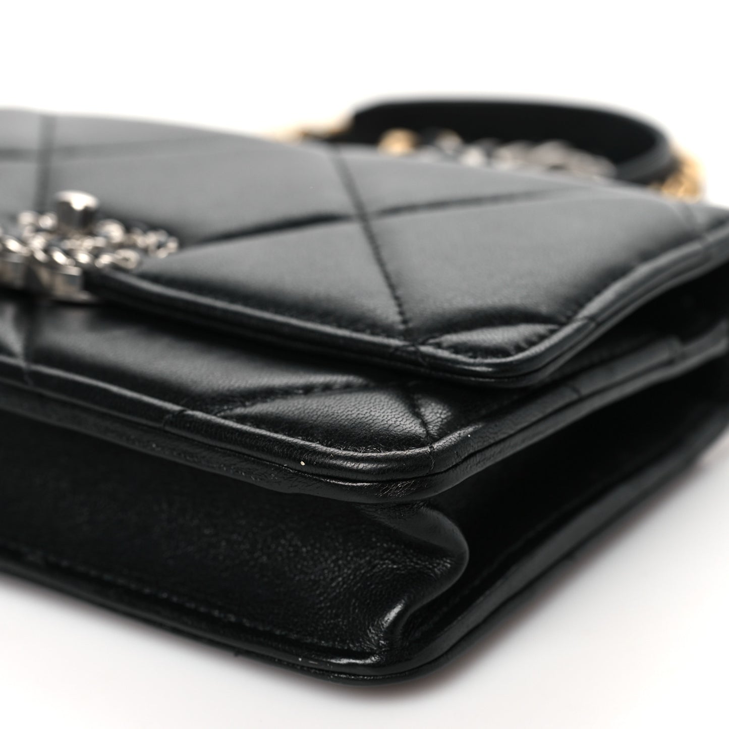 Lambskin Quilted Chanel 19 Wallet On Chain WOC Black