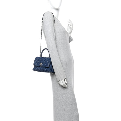 Chanel Denim Quilted Mini Coco Handle Flap Blue 4 of 40