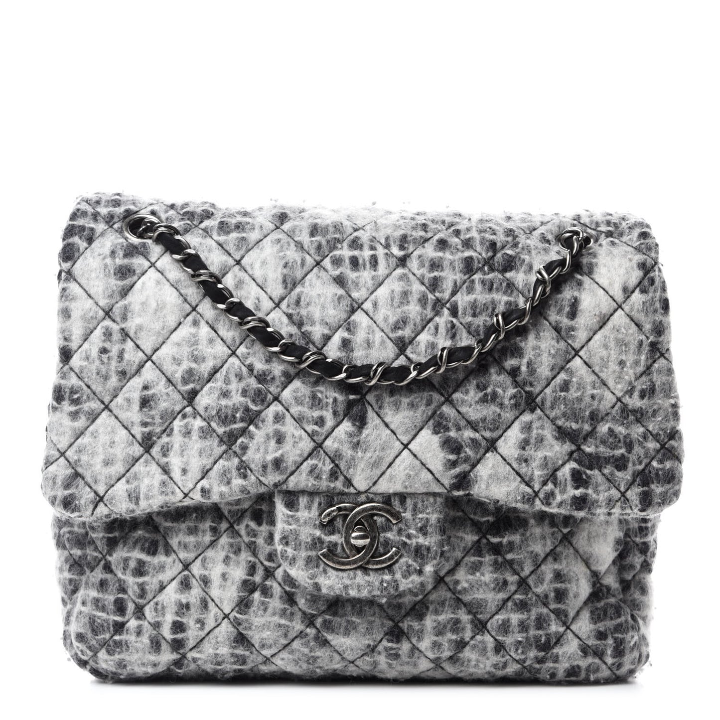 Mohair Quilted Day Flap Grey