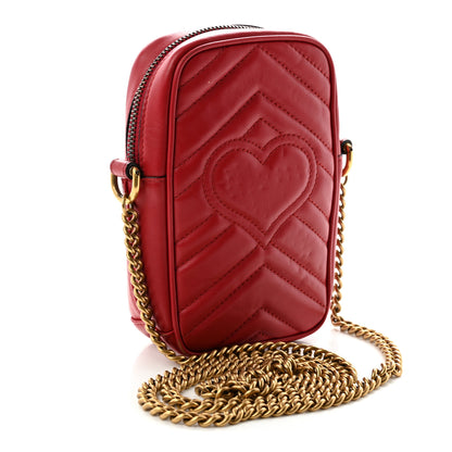 Gucci Calfskin Matelasse Mini GG Marmont Crossbody Bag Hibiscus Red Hibiscus Red 3 of 13