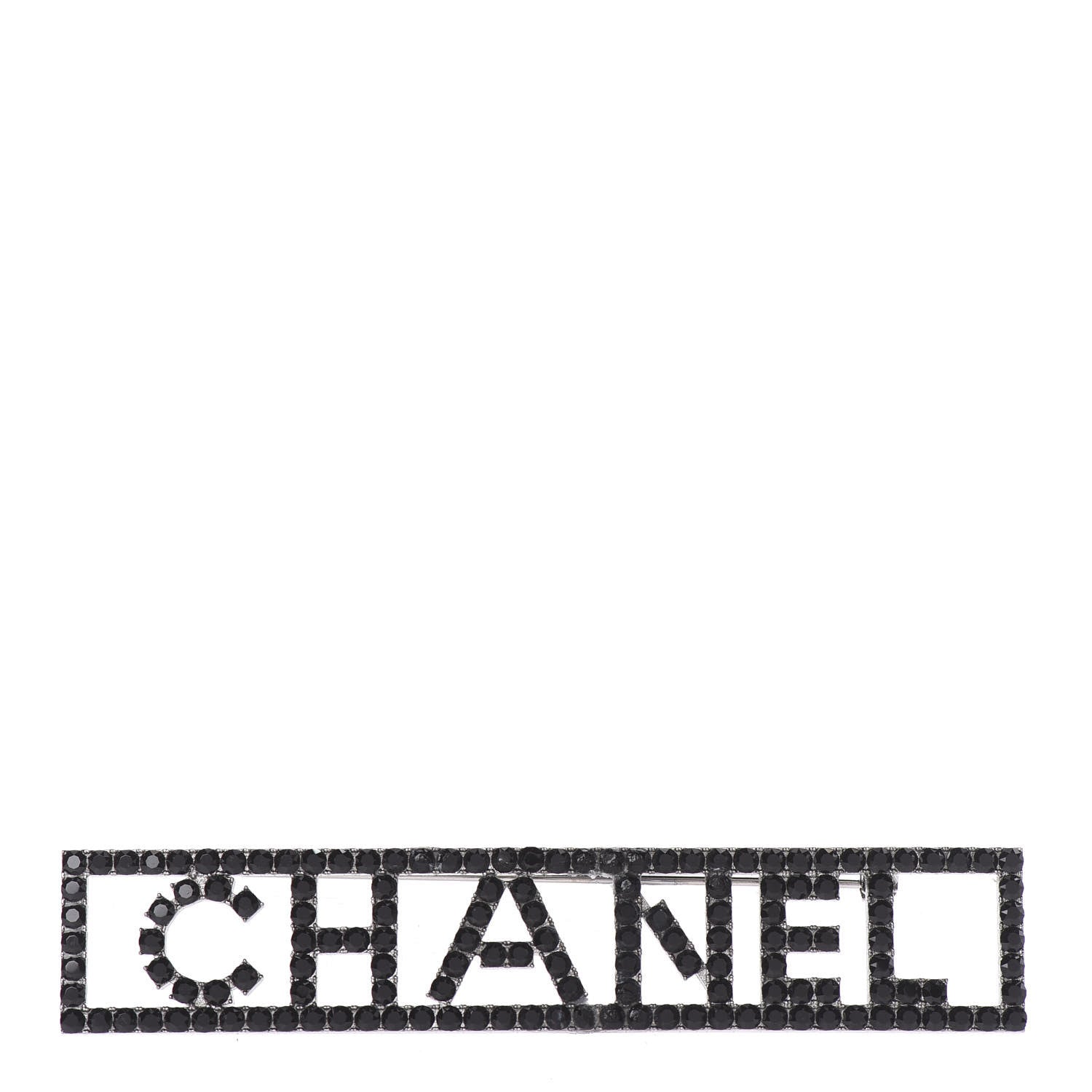 Chanel Crystal Logo Brooch Gray 1 of 4
