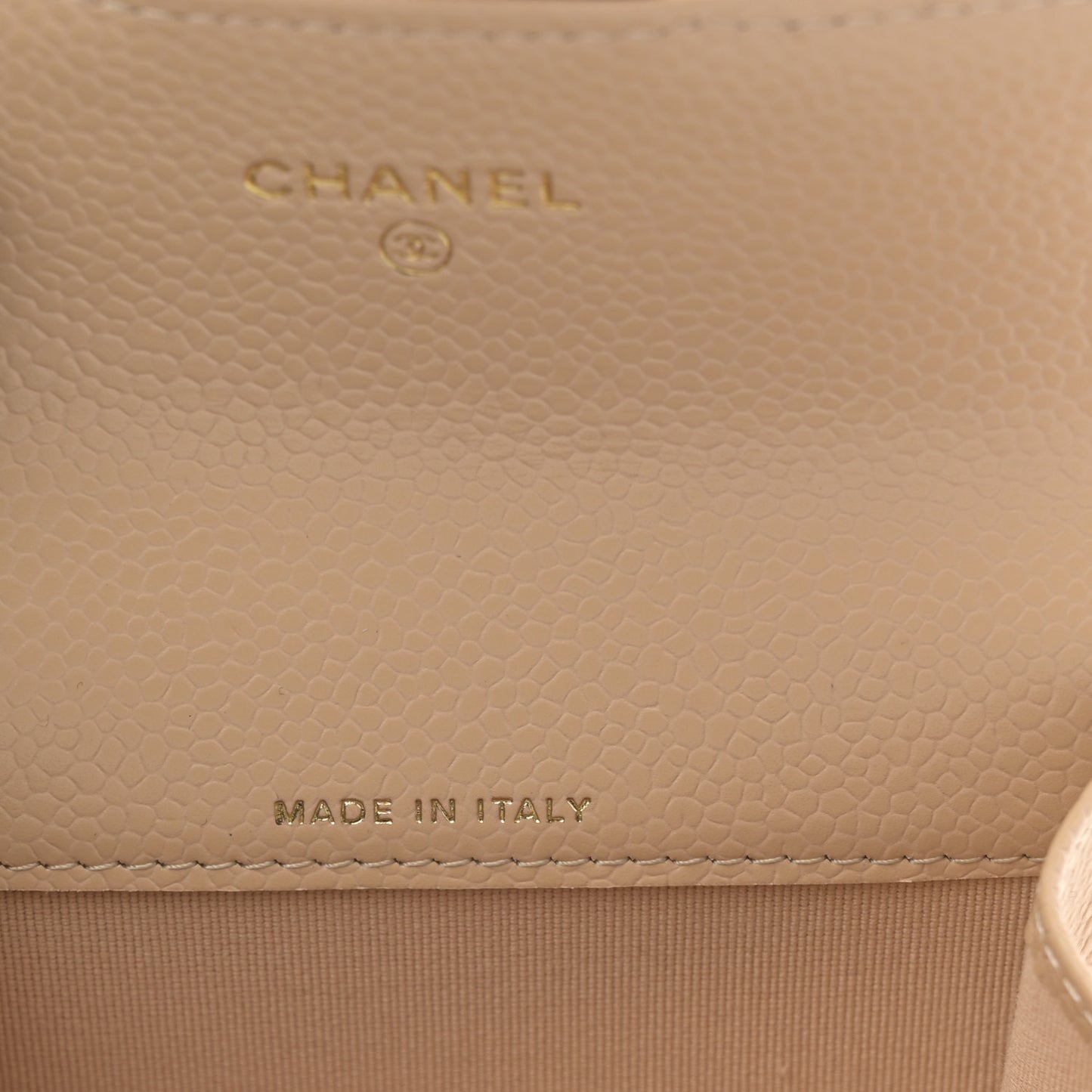 Caviar Quilted Flap Card Holder Wallet Beige