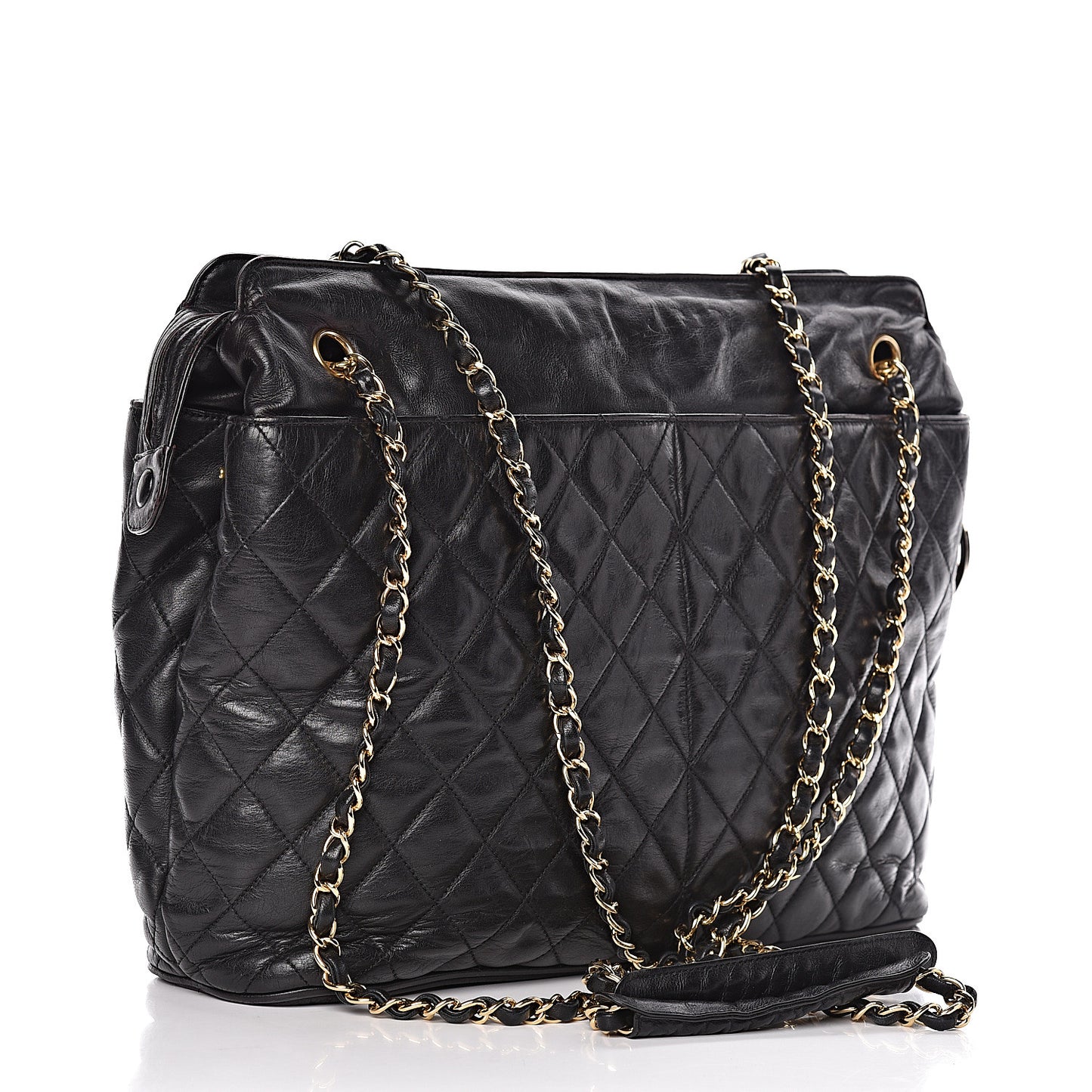 Lambskin Quilted Shoulder Bag Black