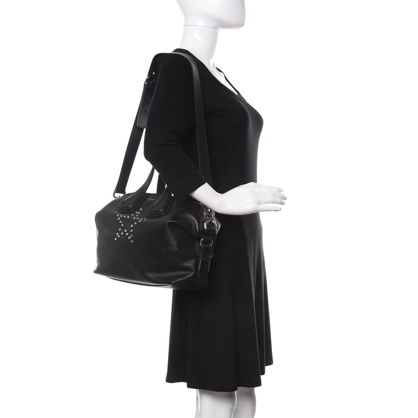 Calfskin Star Embellished Small Nightingale Black