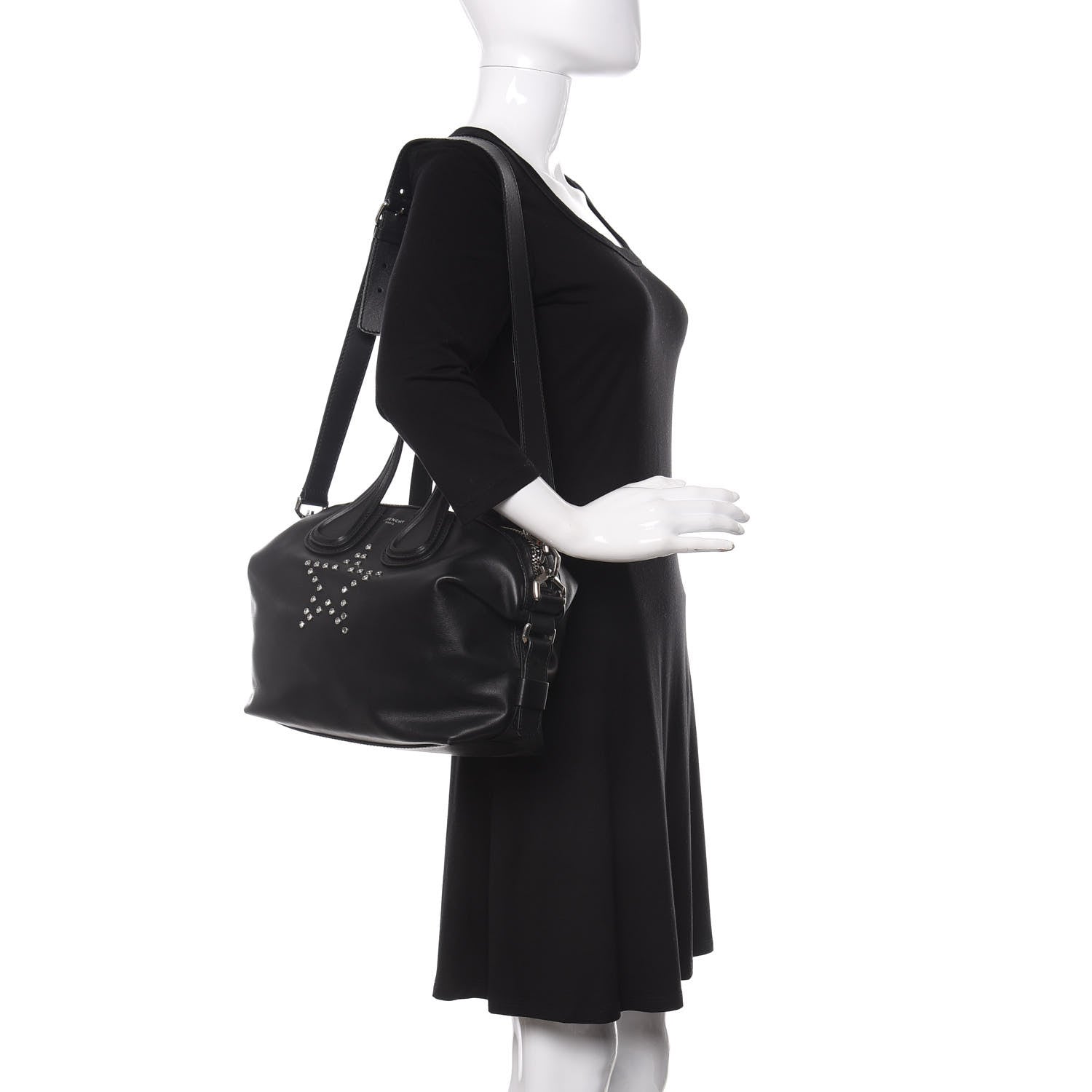 Givenchy Calfskin Star Embellished Small Nightingale Black 2 of 13