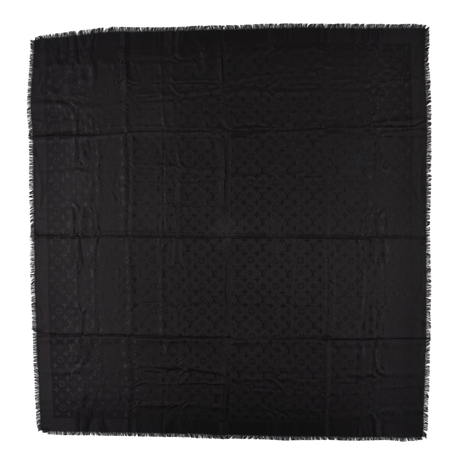 Louis Vuitton Silk Lurex Wool Monogram Shine Shawl Black 1 of 4