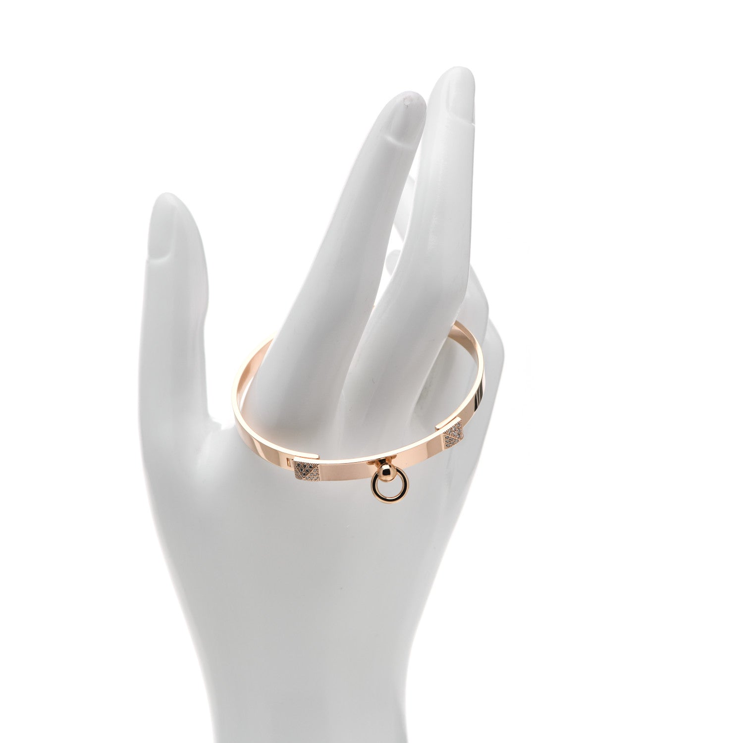 Hermes 18K Rose Gold Diamond PM Collier De Chien Bracelet SH 2 of 5