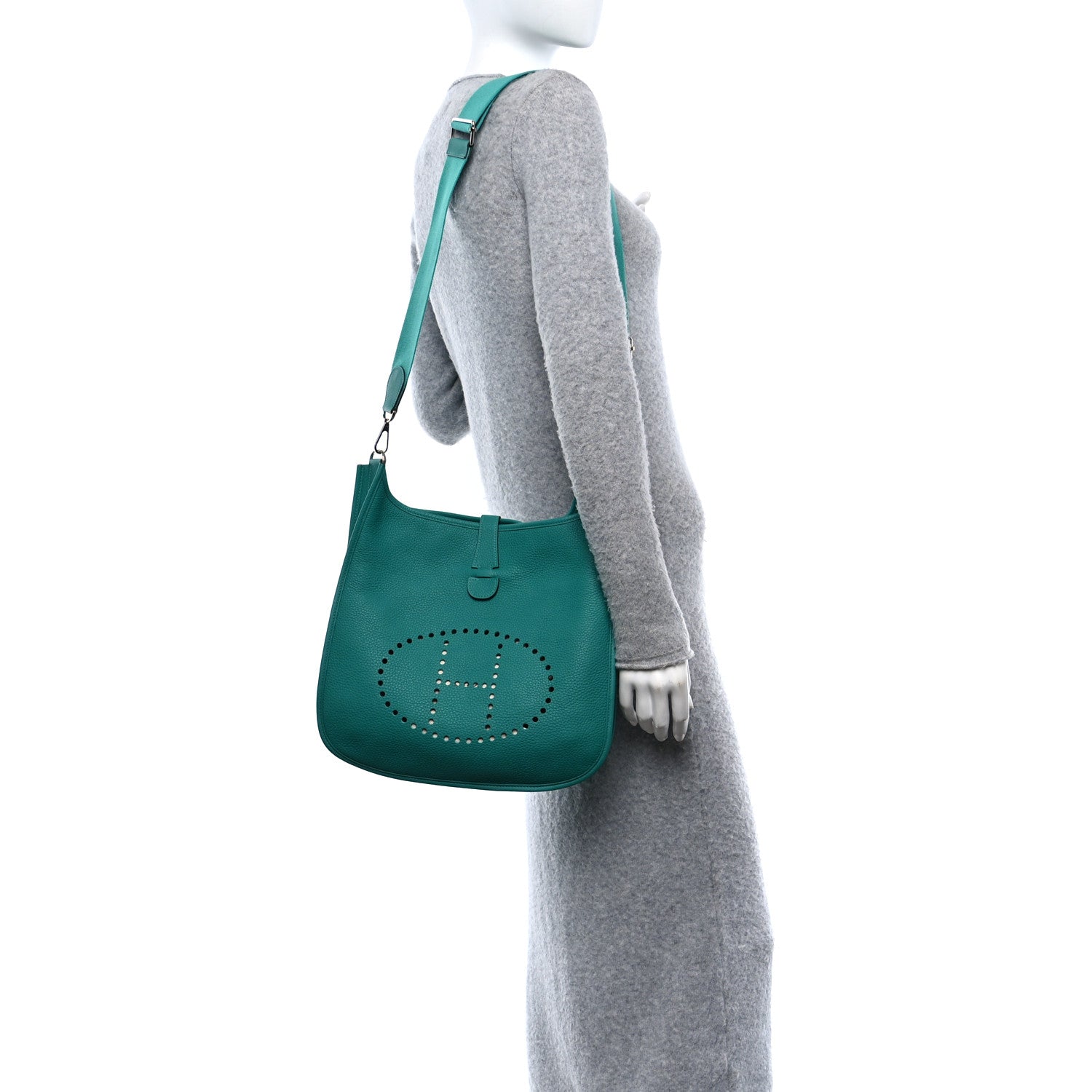 Hermes Taurillon Clemence Evelyne III GM Vert Verone 2 of 10