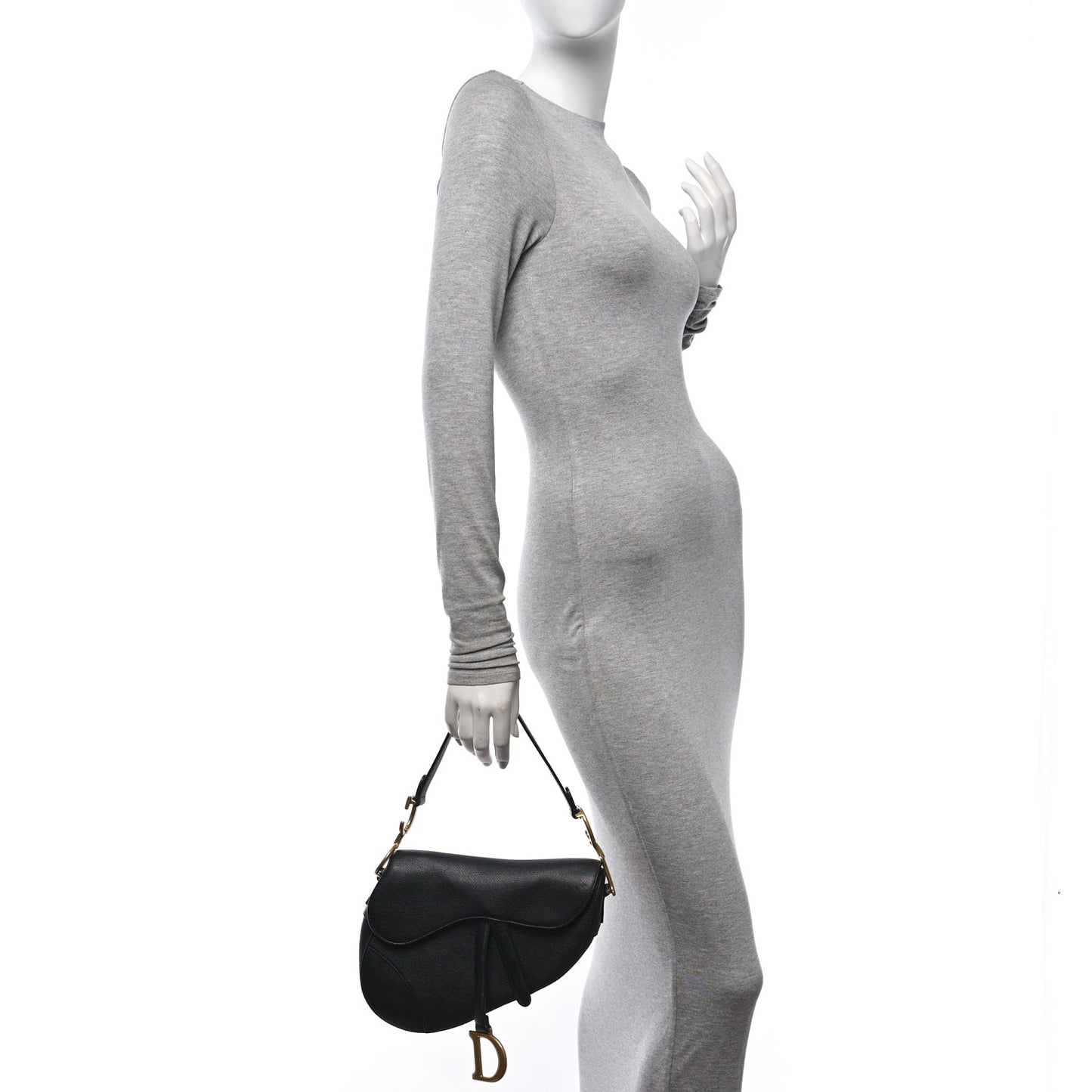 Grained Calfskin Saddle Bag Black