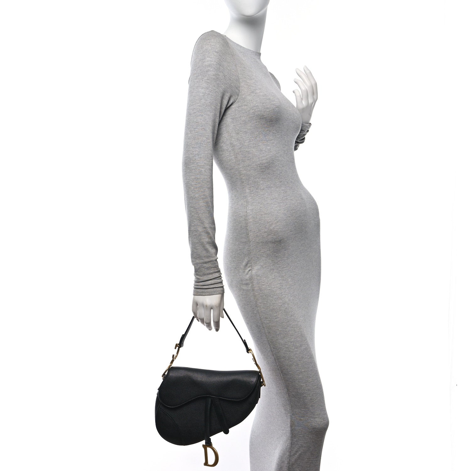 Christian Dior Grained Calfskin Saddle Bag Black 2 of 10