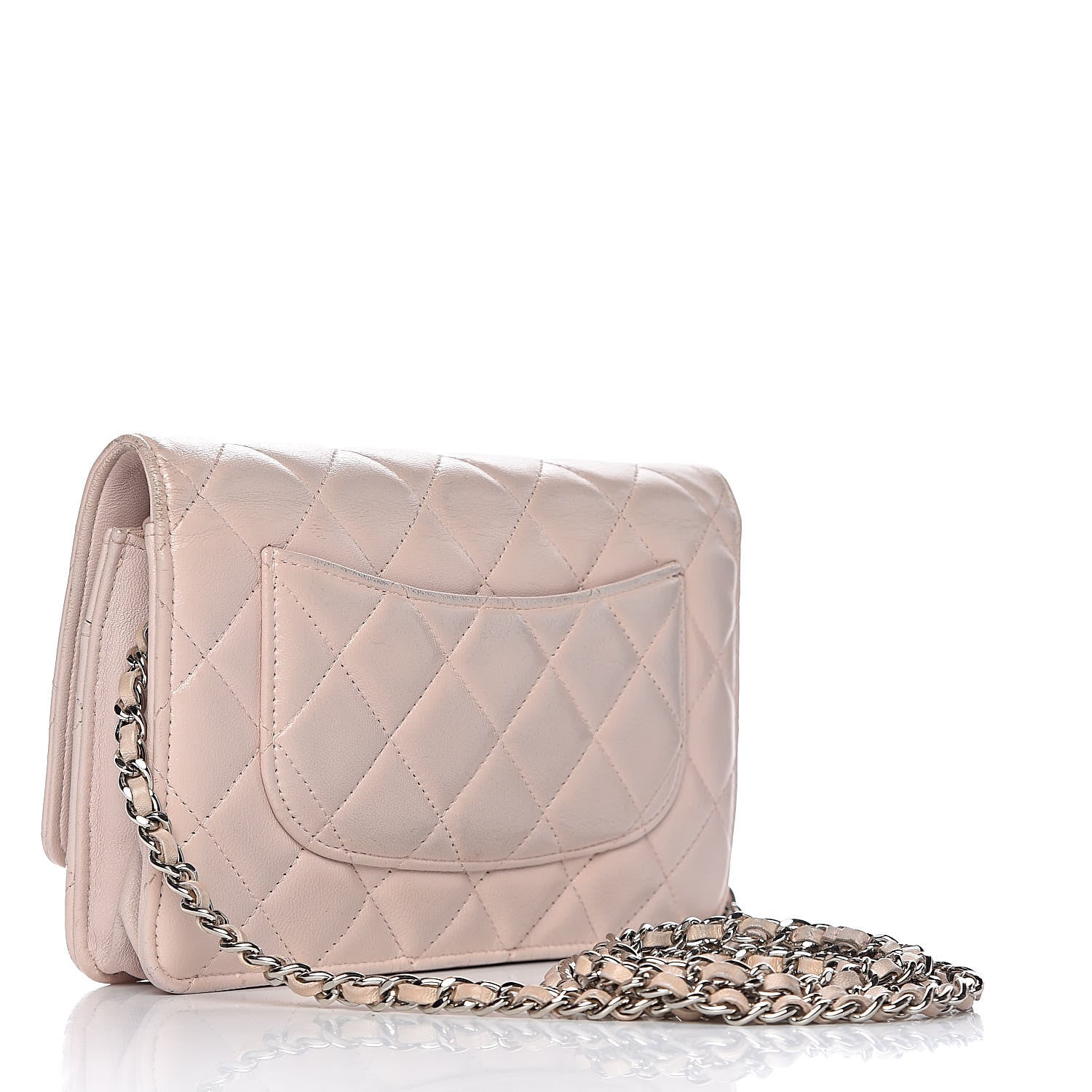 Chanel Lambskin Quilted Wallet On Chain WOC Rose Pale 3 of 26