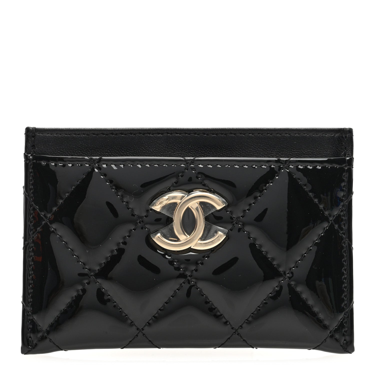 Chanel Patent Calfskin Quilted Card Holder Black 1 of 8