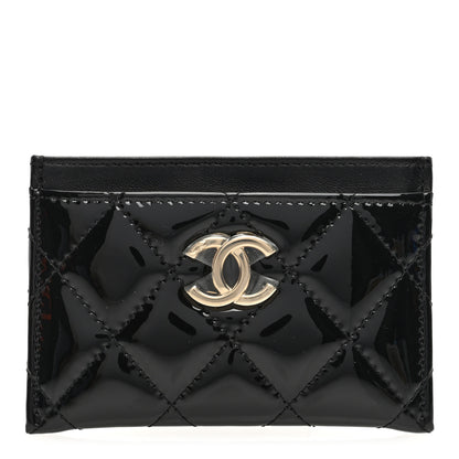 Chanel Patent Calfskin Quilted Card Holder Black 1 of 8