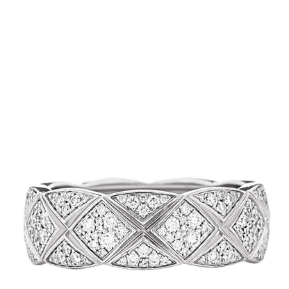 Chanel 18K White Gold Diamond Small Coco Crush Pave Ring 52 6 1 of 4