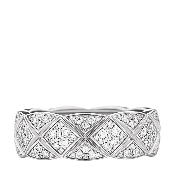 Chanel 18K White Gold Diamond Small Coco Crush Pave Ring 52 6